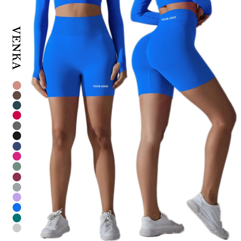2024 New Model Women Running Shorts Breathable High Waist Seamless Elastic Band Elastic Peach Buttocks Cycling Outdoors Shorts