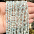 AsVrai U Blue Natural Stone Beads Faceted Amazonite 2mm-4mm Spacer Loose Beads Jewelry Making Beadwork DIY Bracelet Necklace