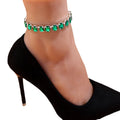 New Trendy Fashion Beach Colorful Crystal Anklet High Heels Accessories Square Anklet for Women and Girls