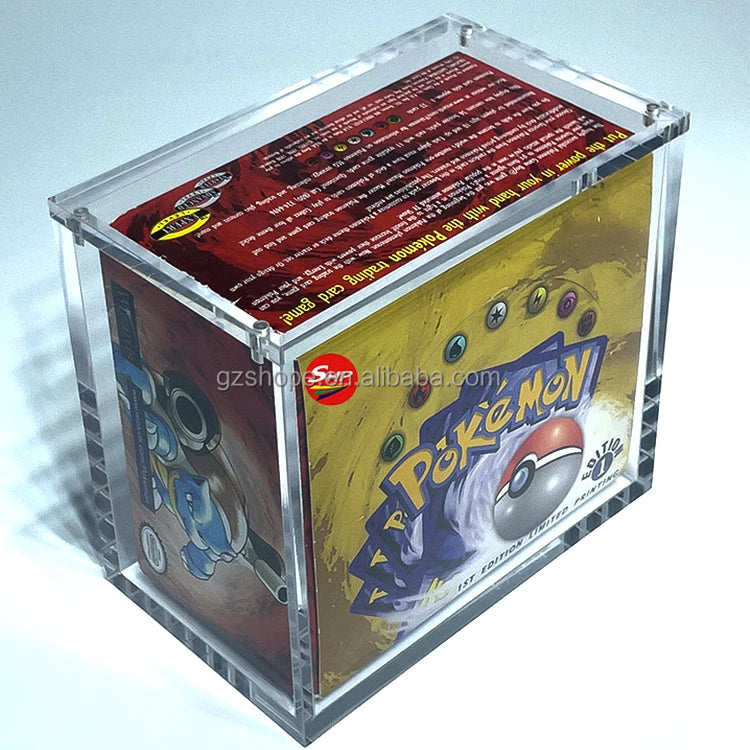 SHP Custom Acrylic Pokemon Cards 1999 1st First Edition TCG Booster Box Pack Sealed English Trading Collectible Card Game Case