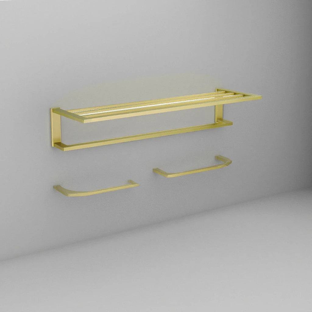 Beautiful Metal Bathroom Towel Rack Modern Design Practical for Hotels-Brushed Brass Finish