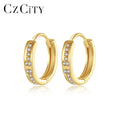 CZCITY Zircon Stud Silver Cubic 925 Sterling Zircon Korean Women S925 Earring Simple for Girl Zircon Hoop Earring