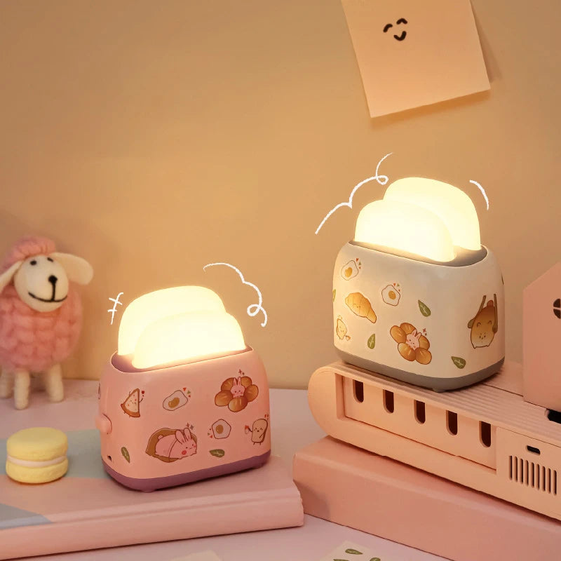 JAIYI 2025 Rechargeable LED Night Light Warm and Protective Mini ABS Desk Lamp for Students Girls' Bedrooms Small Bread Light