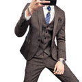 Fashion Mens Plaid Casual Business Suit High-end Social Formal Suit 3 Pcs Set Groom Wedding ( Jacket + Vest + Pants )