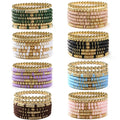 Gold Plated Beaded Bracelets Women Men Bohemian Friendship Clay Stretch Layered Geometric Beads Summer Beach Jewelry Kit