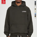SK Men's 350G Fleece-Lined Hooded Pullover Winter Thickened Oversized Coat Print Pattern Solid Color Trendy Cross-Border Sales