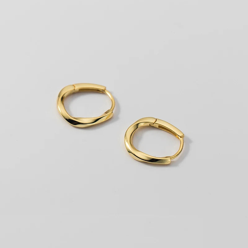 925 Sterling Silver Minimalist Twist Ear Buckles Women's Geometric Charm Gold-Plated Hoop Earrings Huggies Wedding Jewelry