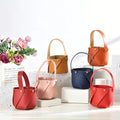 Small PU Leather Sweet Gifts Bag with Handle Candy Gift Favors Handle Basket Bags for Wedding Business Party Decor