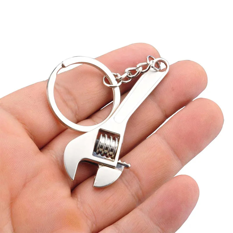 Changeable Spanner Keychain Bag Pendant Fashion Wrench Key Chain Alloy Silver Plated Ring