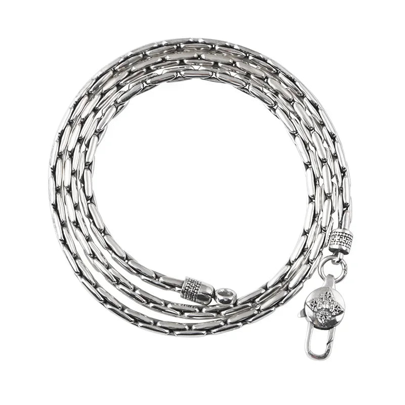 BOCAI Retro Personality Student Simple Fashion Necklaces for Man Woman Real S925 Pure Silver Bamboo Link Chain Accessories