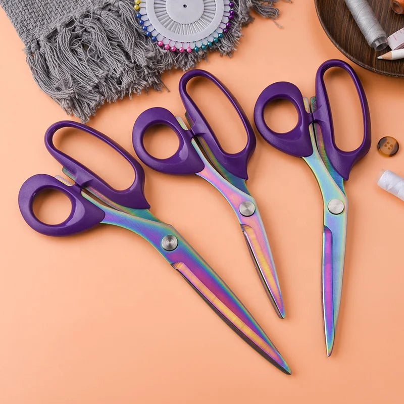 KINGWISE Professional Customized Color Stainless Steel Titanium Coating 8 9 10 Inch Fabric Sewing Scissors