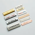 Custom Plated Gold Stainless Steel Alloy Jeans Clothing Sewing Label Brand Logo Tag for Garment Laser Engraving Casting
