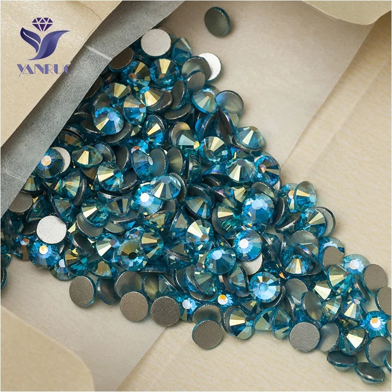 Rhinestones Aquamarine AB SS16 SS20 SS30  Round AB Crystal Strass Flatback Glass Crystal for Dresses
