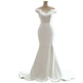 Mermaid Modern Satin Ivory One-shoulder Plus Size Maternity Wedding Dresses for Women 2023 with Flower Draped Lace Maxi Length