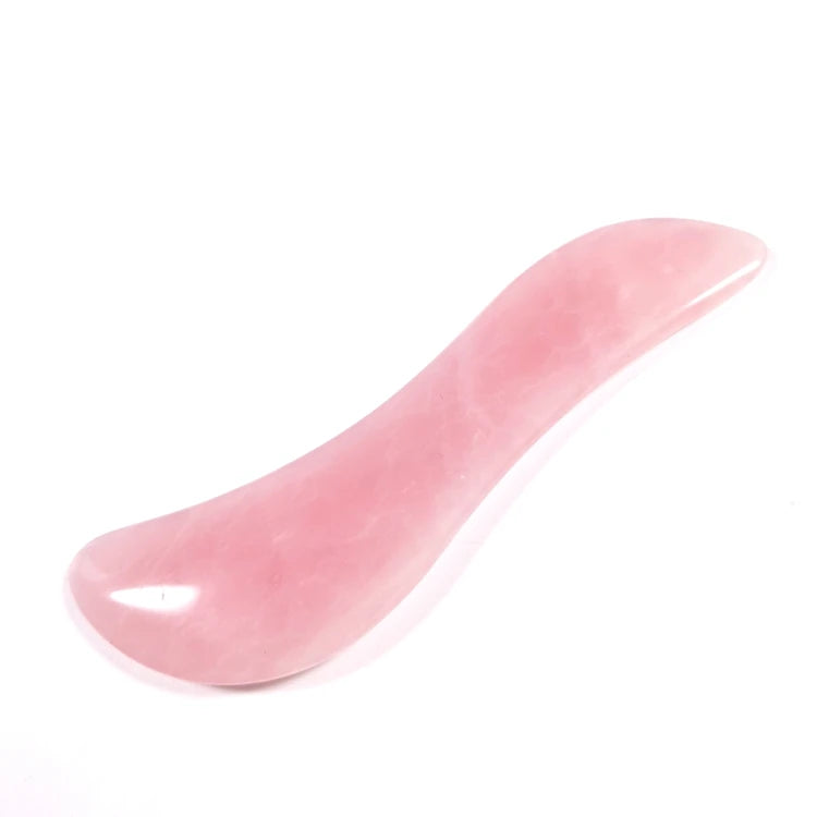 Hongzhuo Authentic Jade Gua Sha Facial Tool Eye Sculpting Rose Quartz S Shape Guasha Handmade Natural Stone Scraping Tool for Skincare