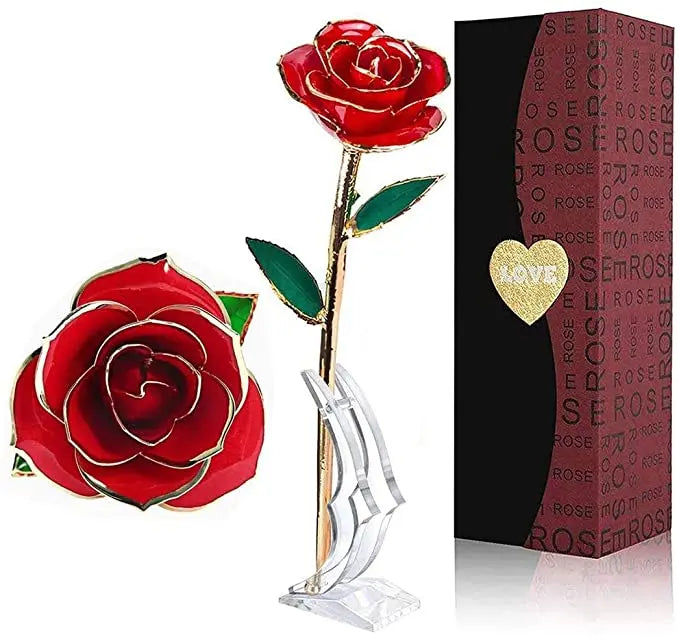Hot Sale Natural Rose 24k Real Gold Plated Rose Preserved Flowers Saint Valentine Day Mothers Day Gifts