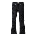 OEM FOG Private Blue Brand Drop Shipping Stock Ripped Distressed Flared Stacked Pants Denim Men Jeans