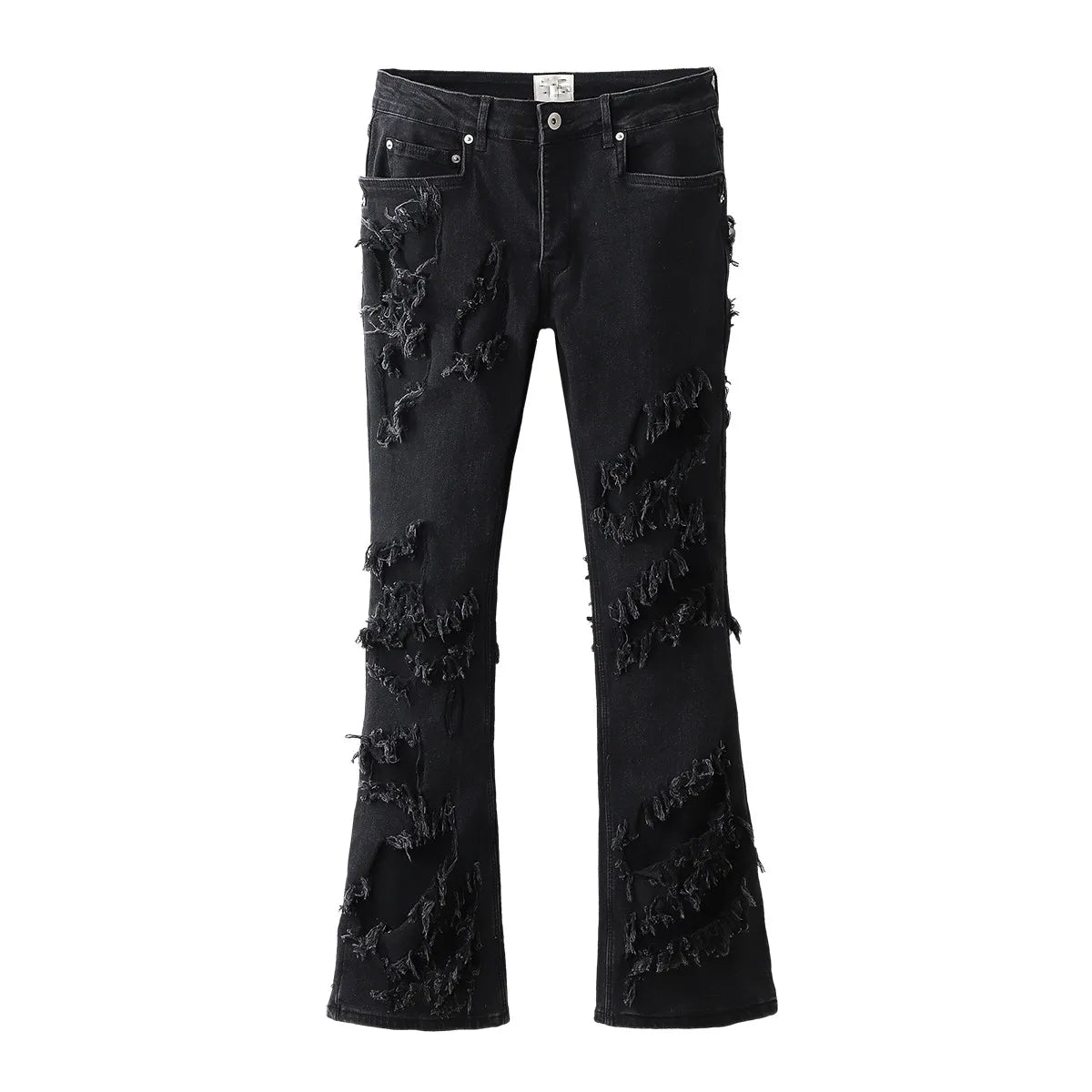 OEM FOG Private Blue Brand Drop Shipping Stock Ripped Distressed Flared Stacked Pants Denim Men Jeans