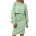 New Fashion Autumn Winter Women's Thickened Warm Knitted Pullover Sweater Two-Piece Suits +High Waist Dress Set Fashion Women