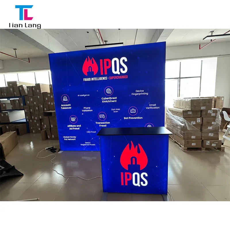 9.84x8.2ft Free Standing Backlit Fabric LED Lightbox Aluminum Profile Double Sides Polyester SEG Silicon Frameless Trade Shows