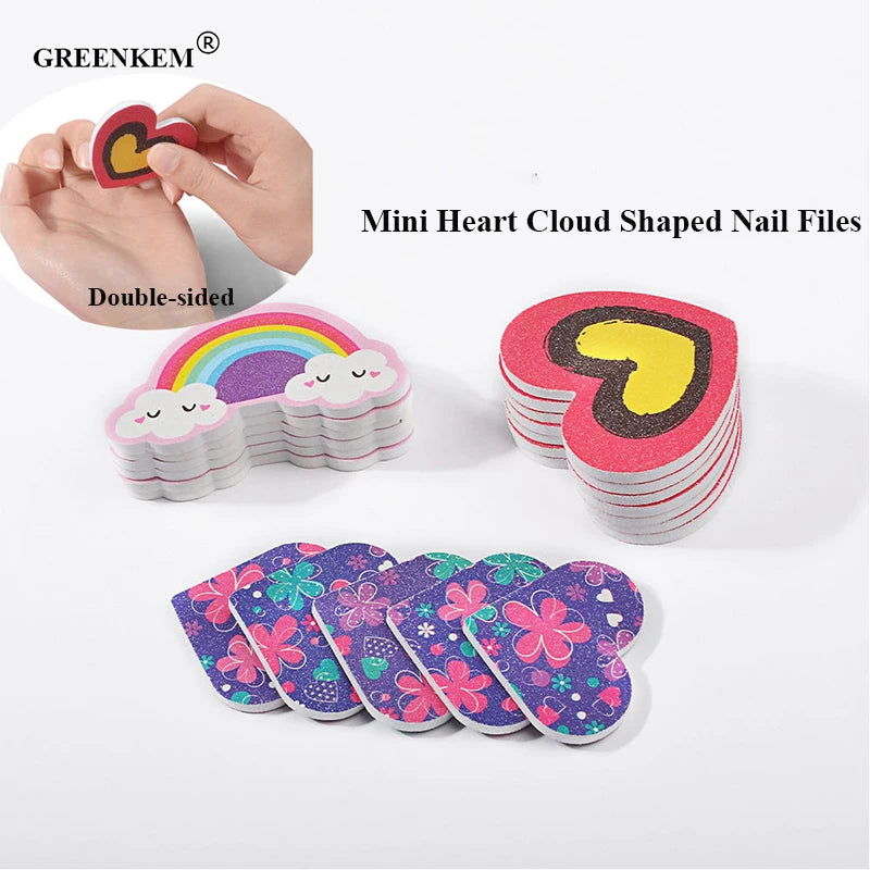 New Small Heart Cloud Shaped Nail Files and Buffer With Logo Double-sided Printing Low MOQ Mini Nail File