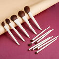 Gracedo White Wooden Handle 12Pcs Professional Oval Eye Makeup Brushes Set for Beauty