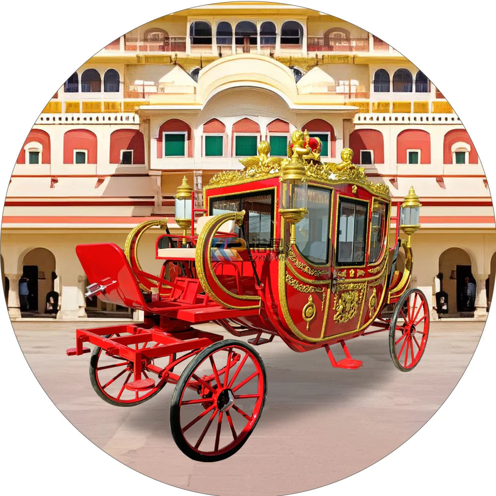 Wedding Horse Buggy Wedding Special Transportation Royal Red Horse Drawn Carriages