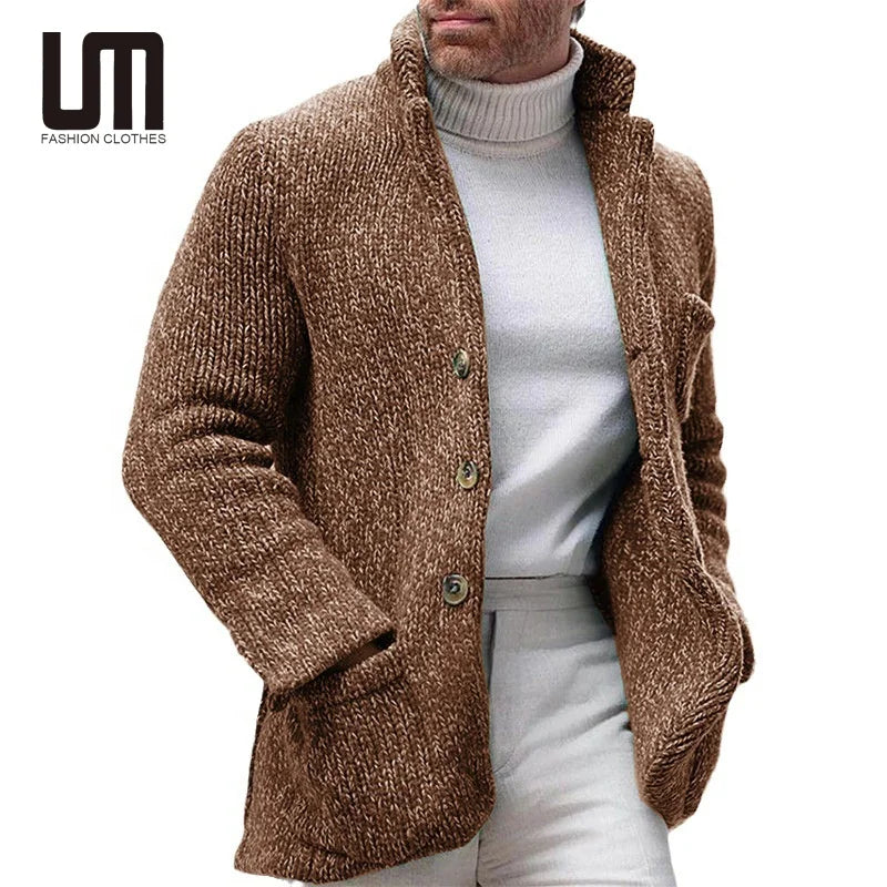Liu Ming Fall Winter New Arrivals Men Clothes Long Sleeve Cardigan Coat Thick Full Sleeve Buttons Plus Size Knitted Sweater