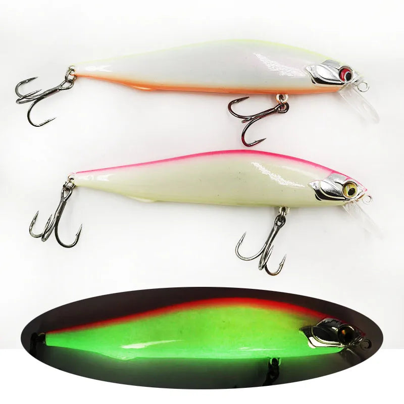Alpha Minnow Artificial Hard Bait 80mm/100mm Slow Sinking Slice Printed ABS Fishing Lure for River Lake Stream