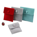 Small Leather Cotton Microfiber Jewelry Packaging Bag Custom Logo for Necklaces Watches Glasses Rings-Blue Gray Pink Velvet