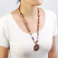 Fashion Women Bohemian Jewelry Chip Tourmaline Rhinestone Ball Hematite Necklace Big Irregular Baroque Pearl Pendant Necklace