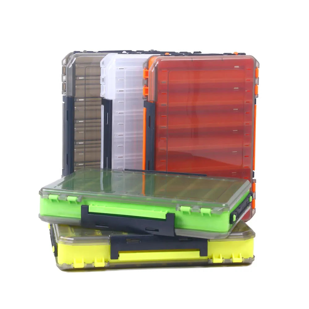 Double Side 7 Compartments Size Plastic Fishing Lure Tackle Box Storage Case Portable Transparent Fishing Gear Box