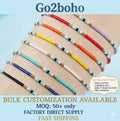 Go2boho Adjustable Gold Accents Women's Bracelet Set Colorful Glass Beads Summer Accessories with Card for Friendship or Gift