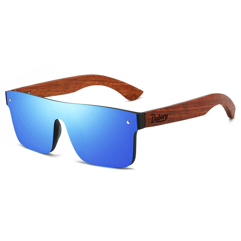 Dubery D219 Polarized Square Wood Frame Sunglasses Retro Popular Oversize Sun Glasses Men and Women