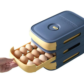 Egg Box Drawer Refrigerator Storage Egg Holder Boxes Plastic Minimalist Kitchen Food-Safe Storage Egg Tray with Lids