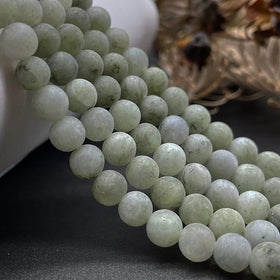 Natural Matte Green Labradorite Stone Beads Loose Round Gemstones for DIY Jewelry Making-Bracelets & Necklaces