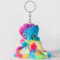 17cm Plush Octopus Toy Keychains Cartoon Creative Lady Backpack Pendant Colorful Striped Kawaii Auto Parts Sea Animals Girl Toys