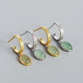 European Fashion 925 Sterling Silver Fine Jewelry for Women Bohemian Style Natural Green Aventurine Pendant Zircon Stud Gifts