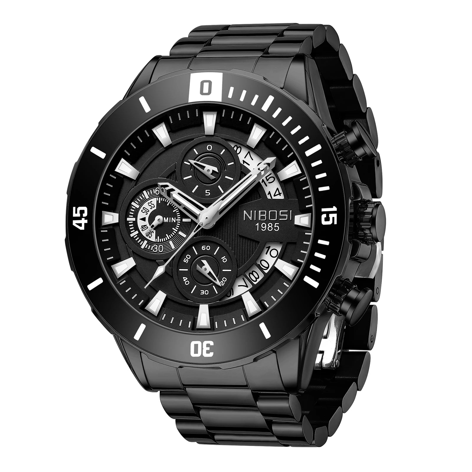 NIBOSI 2592 Custom Luxury Stainless Steel Band Business Waterproof Luminous Automatic Watches Men's Calendar Quartz Wrist Watch