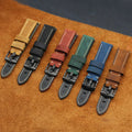 Premium Top Grain Genuine Leather Watch Belt 20/22/24MM Handmade Stitching Crazy Horse Leather Watch Band Replacement Strap