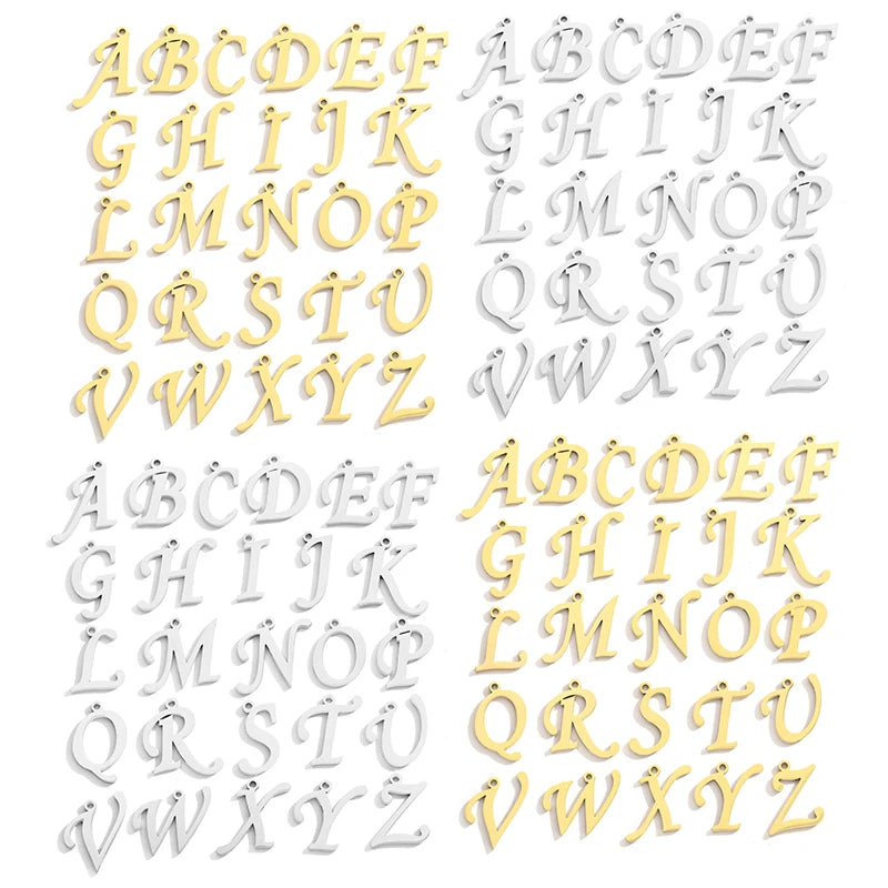 2 Colors Stainless Steel Alphabet A-Z Letters Charms for Earring Pendants Diy Jewelry Accessories 12*16 mm S126