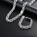 Luxury Men's Hip Hop Jewelry Set Cuban Chain Link Ice Out Diamond Bracelet Silver Plated Brass Zircon Copper Geometric 100-22