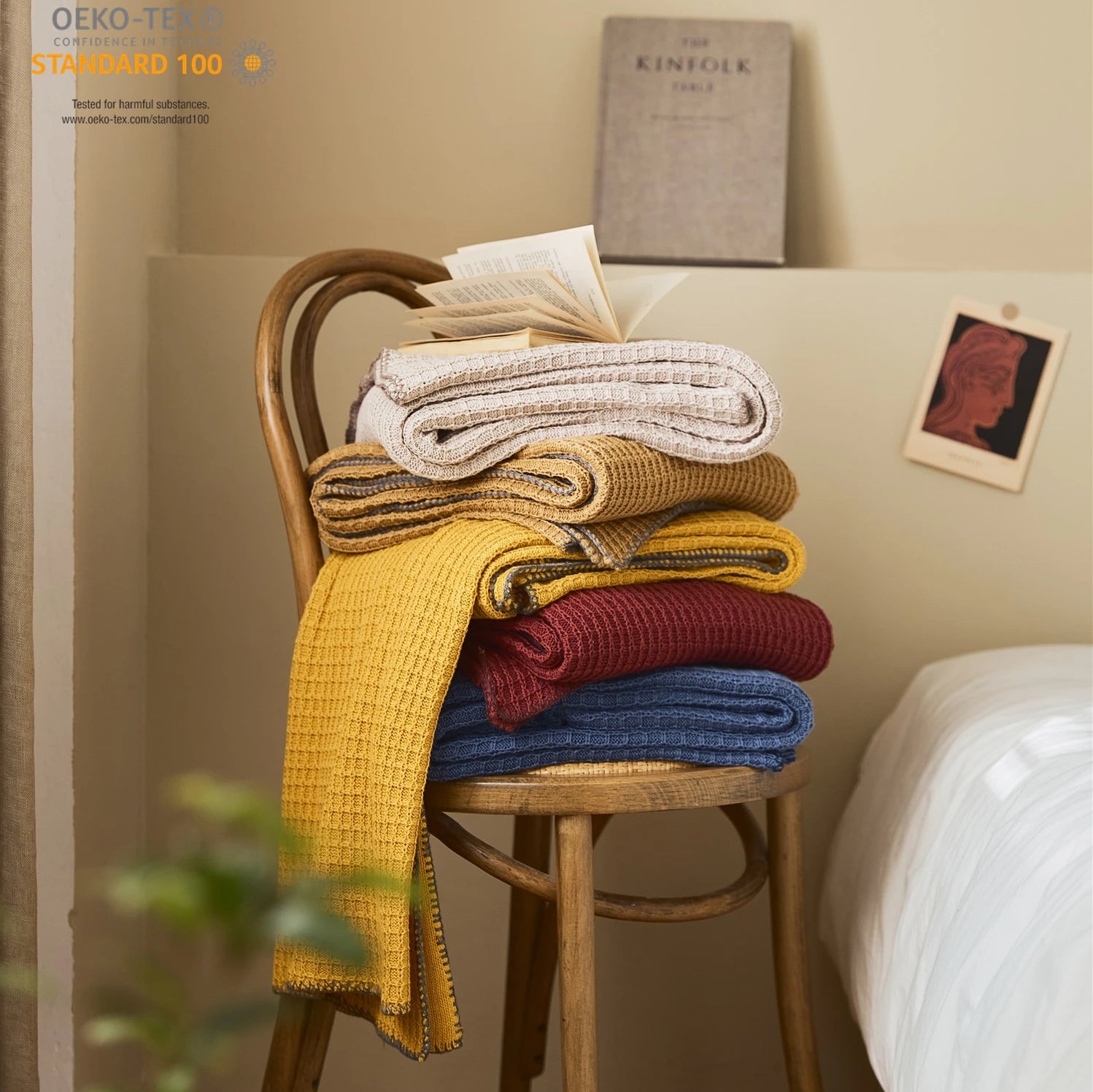 Dwy Weight Chunky Knitted Crochet Baby Cotton Soft Waffle Thermal  Throw  Knit Blanket  for Kids Adult Home Decor