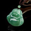 High Quality Burmese Jadeite Ice Waxy Oil Green Laughing Buddha Pendant for Women Green Jade Necklace Buddha Pendant Jewelry