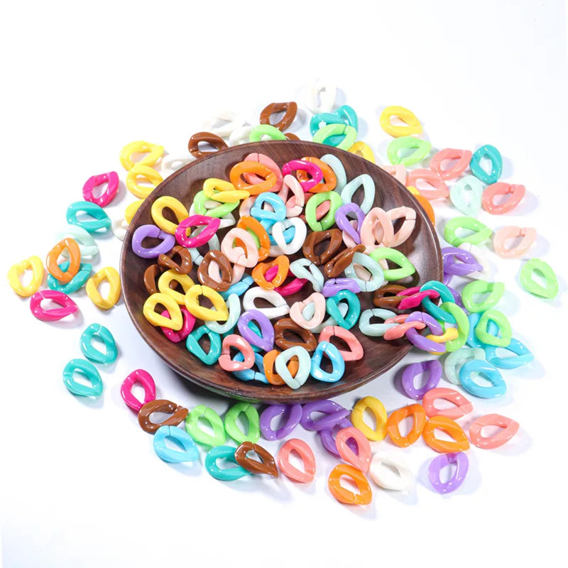 50pcs/bag Plastic Opening Packing Acrylic Twist Chain Links Rings Jewelry Connector Accessories for NecklaceEarrings