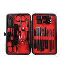 18/20pcs Black Manicure Set Stainless Steel Nail Clippers Cuticle Nipper Pedicure Tool Dead Skin Scissor Travel Grooming Kit