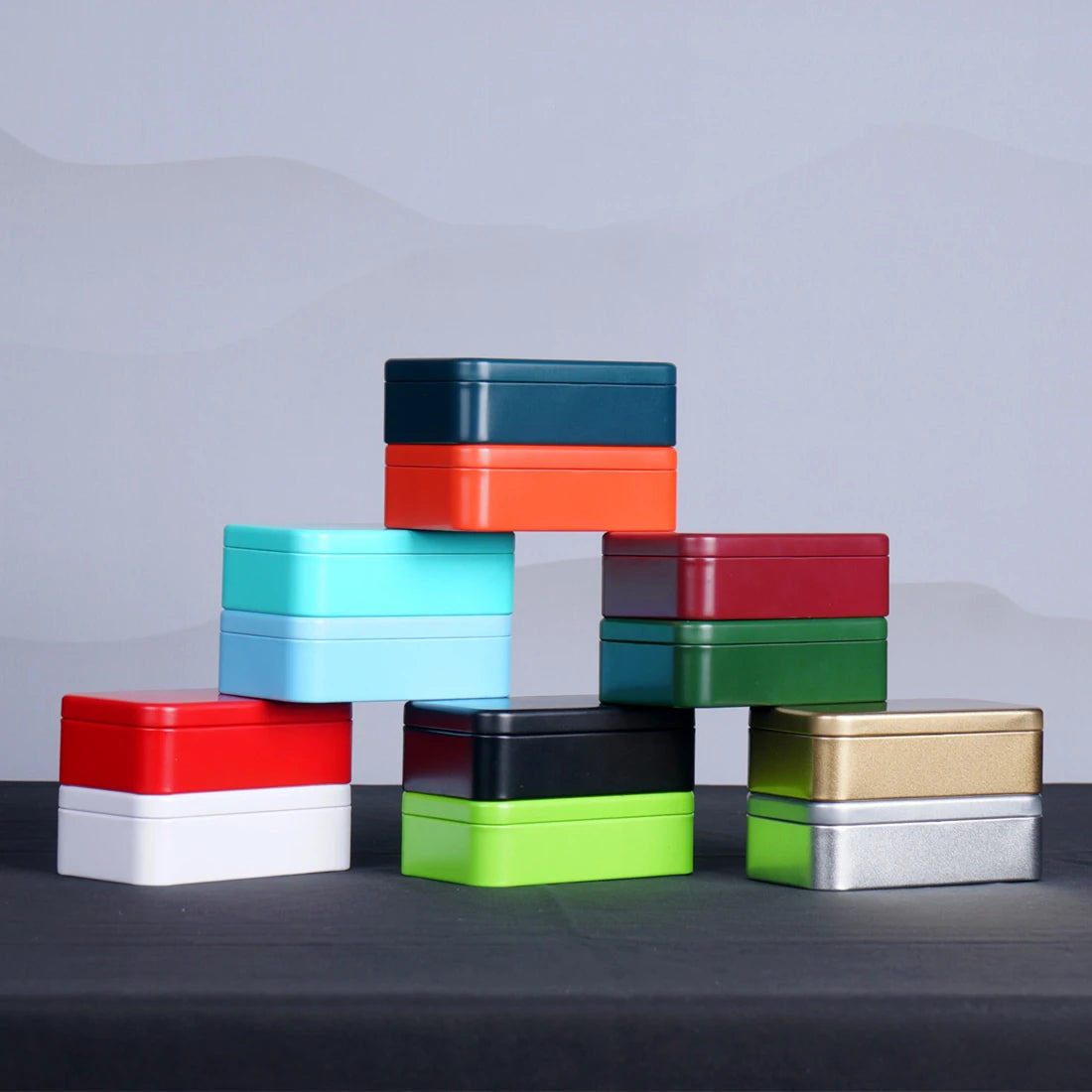 20g Tea Packaging Rectangular Mini Gold/White/Black Colorful Travel Metal Tin for Tea