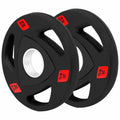 High Quality 2.5lb to 25lb Rubber Coated Tri Grip Durable Barbell Plates 20kg to 15kg Plate Set for Training