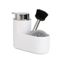 Modern Bathroom Liquid Hand Soap Dispenser Pump Bottle with Brush Holder Freestanding Plastic Chrome Finish