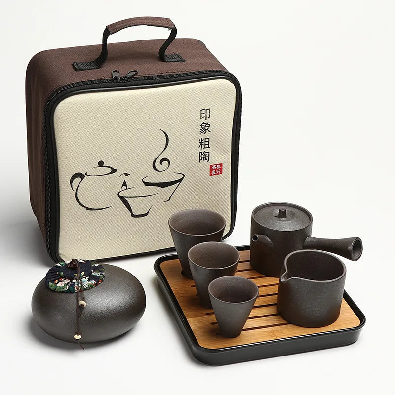 Luxury Ceramic Vintage Chinese Kung Fu Tea Cup Pot Gift Box Set Porcelain Travel Camping Portable Tea Set